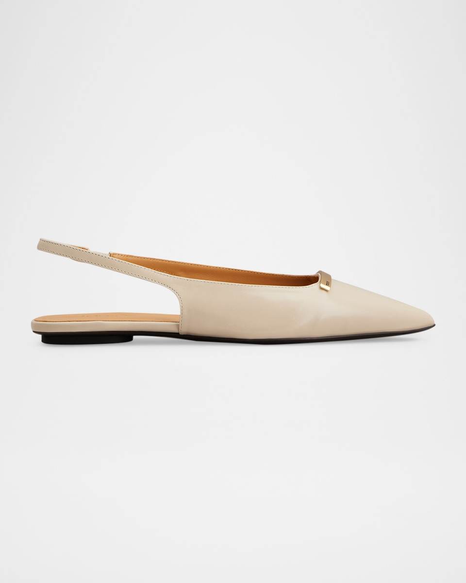 Bar Leather Slingback Ballerina Flats
